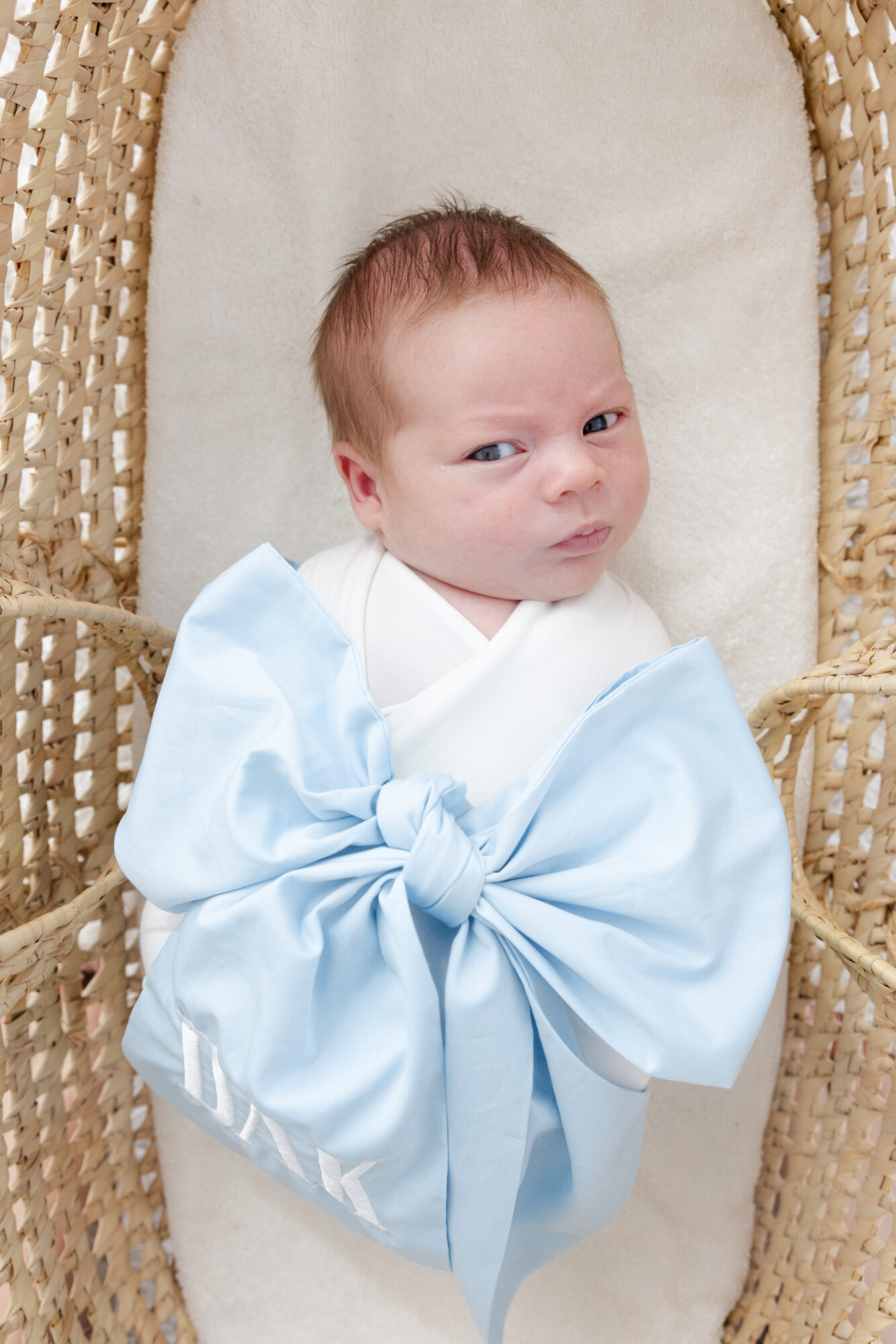 baby boys wrapped in swaddle in Houston photography studio